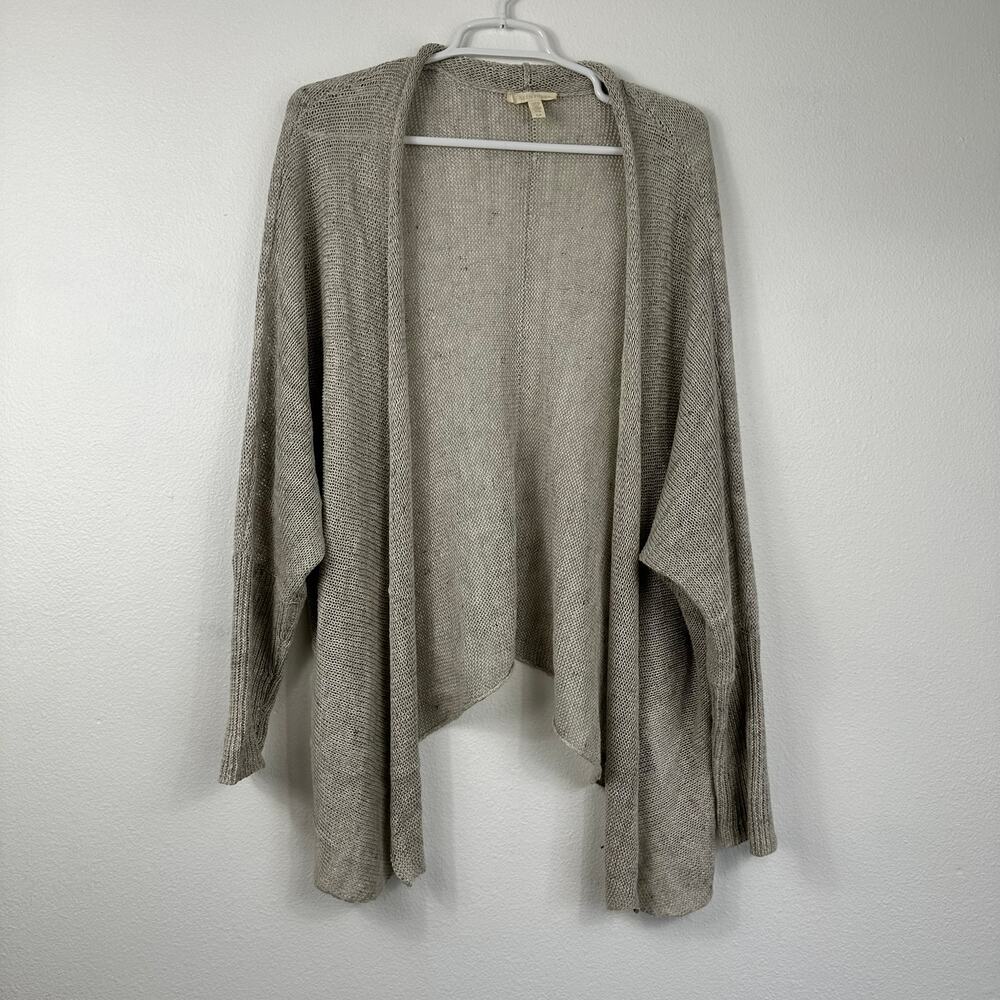 Eileen Fisher Linen Open Knit Waterfall Dolman Sleeve Cardigan Sweater S